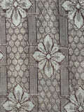 8146: 1960s Japanese Silk Ohshima Tsumugi, 4Petals, Fish-Scale,Bars,Grid,58",AraiHari