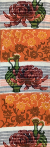8155: 1950s  Futon Cover Meisen Cotton, Vase, flowers