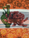 8155: 1950s  Futon Cover Meisen Cotton, middle band closeup Vase, chrysanthemum, marigolds, wild flowers