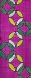 8156:1930s Japan Meisen Silk, 1 yard view, ahippo overlap orbs with 4pt star figures, Art-Deco influences