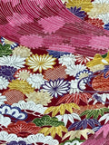 7085:1930s-50s Japanese Silk Kimono Fabric, 58 in.AraiHari, Floral, Streams