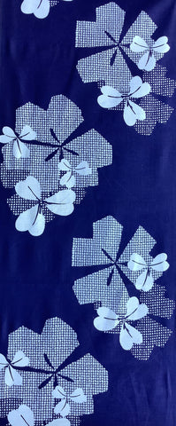 7358: 1960s Yukata Cotton, Clovers,long