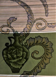 6592:1950s Meisen Silk, Pottery floral,1