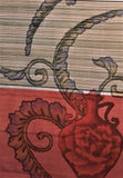 6592:1950s Meisen Silk, Pottery floral,2