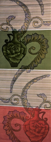 6592:1950s Meisen Silk, Pottery floral,yard